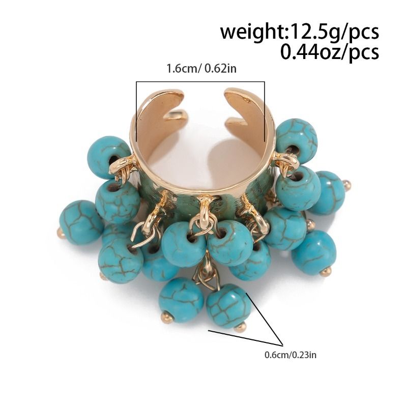 Set di anelli Boho da donna, 5 pezzi di anelli grossi con perline e perle multicolori, collezione di gioielli etnici impilabili per festival_voghion.com