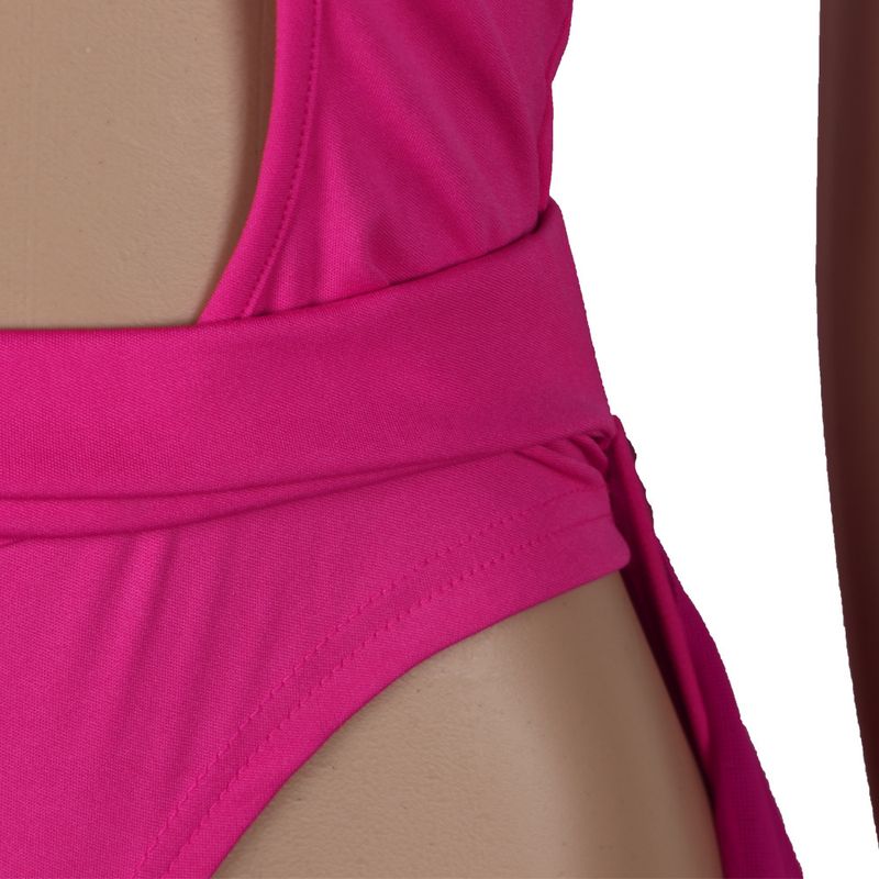 Vêtements pour femmes, maillot de bain de couleur unie, ensemble deux pièces en gaze en maille_voghion.com