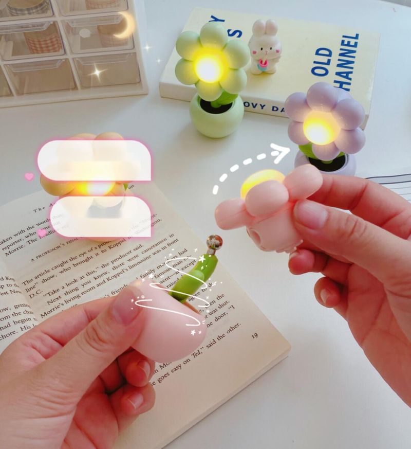 Mini grazioso fiore camera da letto creativo ornamento comodino crema colla fai da te luce notturna regalo di laurea lampada da tavolo_voghion.com