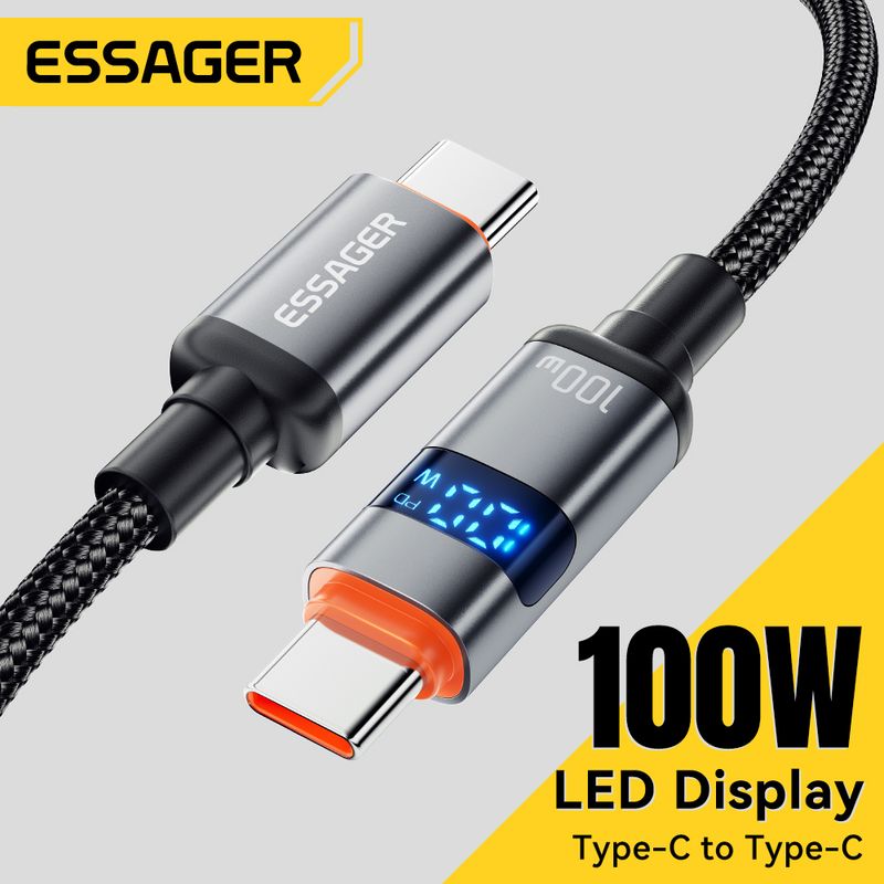 Essager Digital Display Type To USB C Cable Huawei Mate60 100W Fast Charging Charger Wire Cord For Book Pro Xiaomi_voghion.com