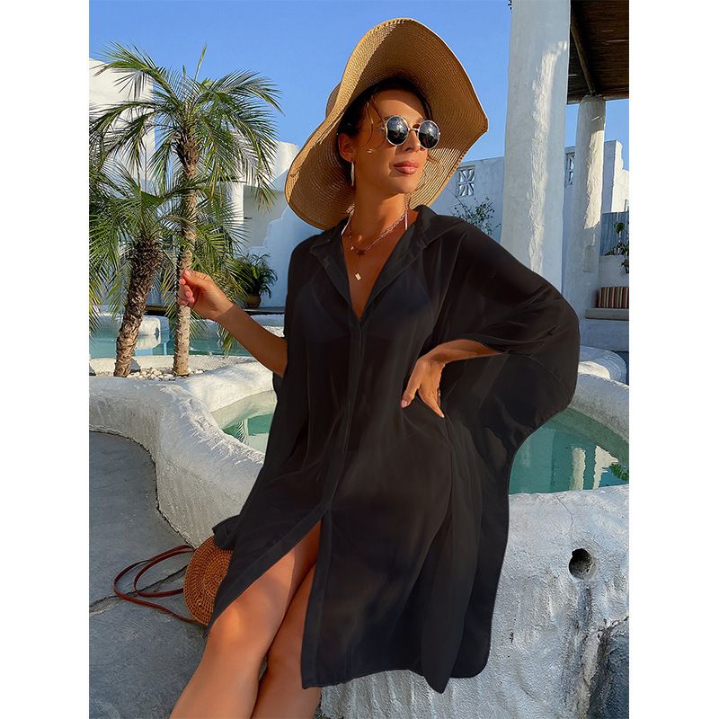 "Lightweight Sun Protection Jacket – Loose Fit Beach Cover-Up With Five-Point Sleeve For Swimwear & Vacation"_voghion.com