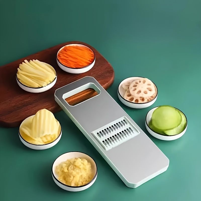 7pcs Stainless Steel Vegetable Slicer Grater Set With Interchangeable Blades Manual Kitchen Tool For Potatoes Carrots Cucumbers_voghion.com