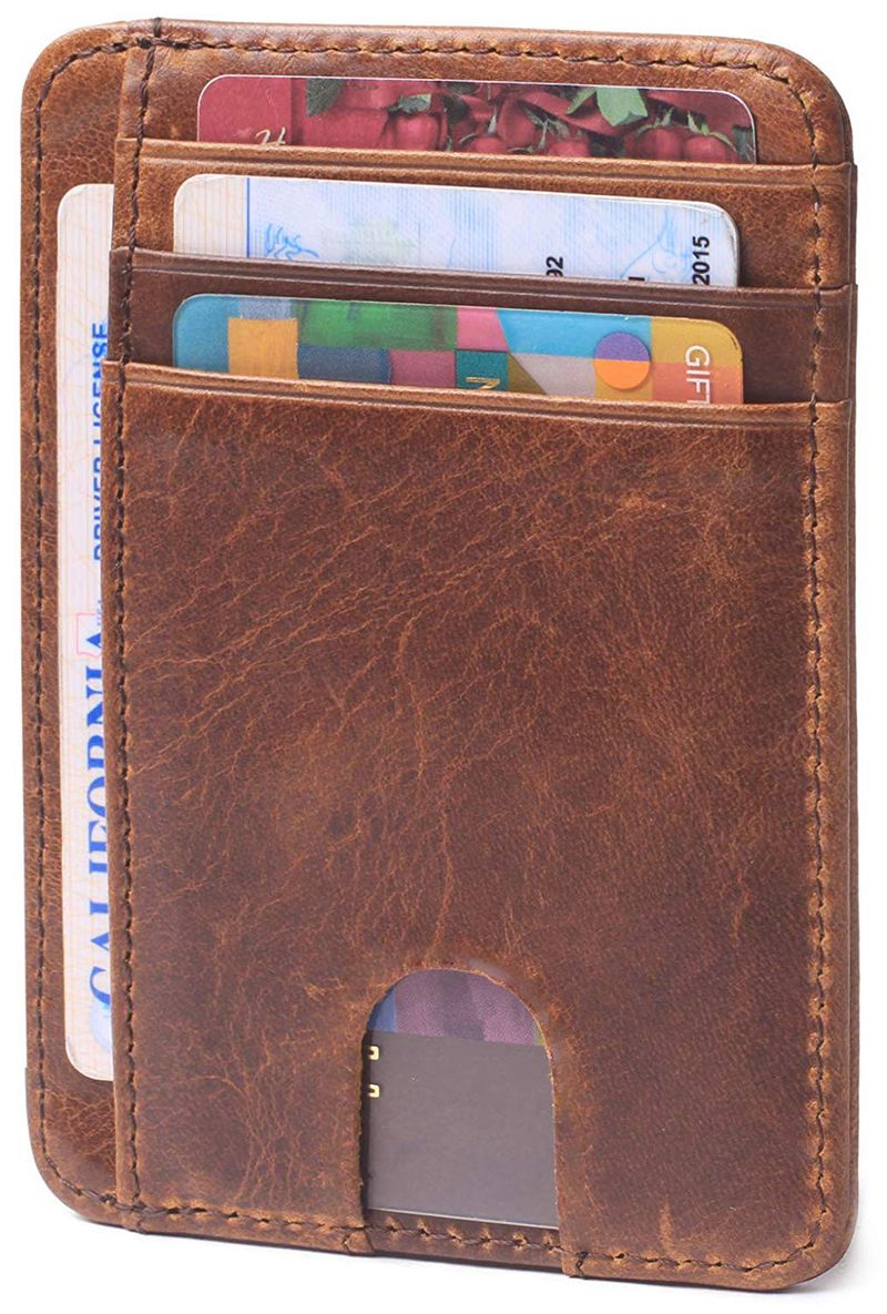 Praktische Kartentasche aus echtem Leder, RFID-Diebstahlschutz-Kartenlesetasche für Herren, asiatischer Kartenhalter für Herren_voghion.com