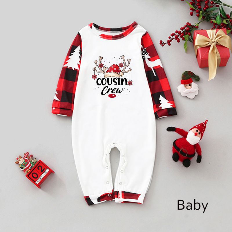 Traje familiar de Navidad, ropa familiar para el hogar, ropa navideña para el hogar, conjunto familiar, ropa para el hogar con estampado de retales a cuadros_voghion.com