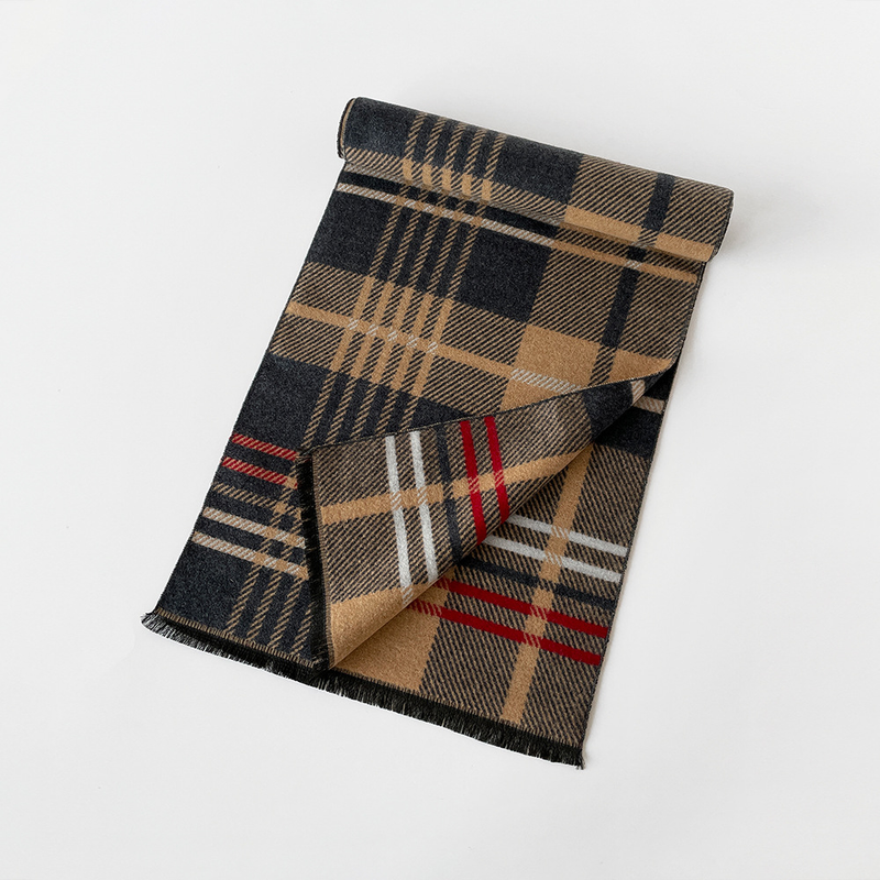 Sciarpa calda da uomo in lana spessa autunno inverno, semplice e alla moda scialle in cashmere in stile britannico_voghion.com