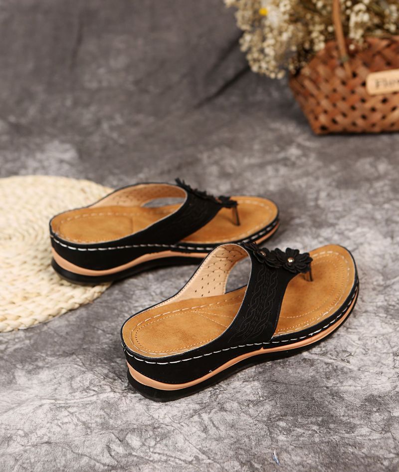 External 2024 summer flower sponge cake bottom slippers, large size casual women's rubber sandals, herringbone slippers_voghion.com