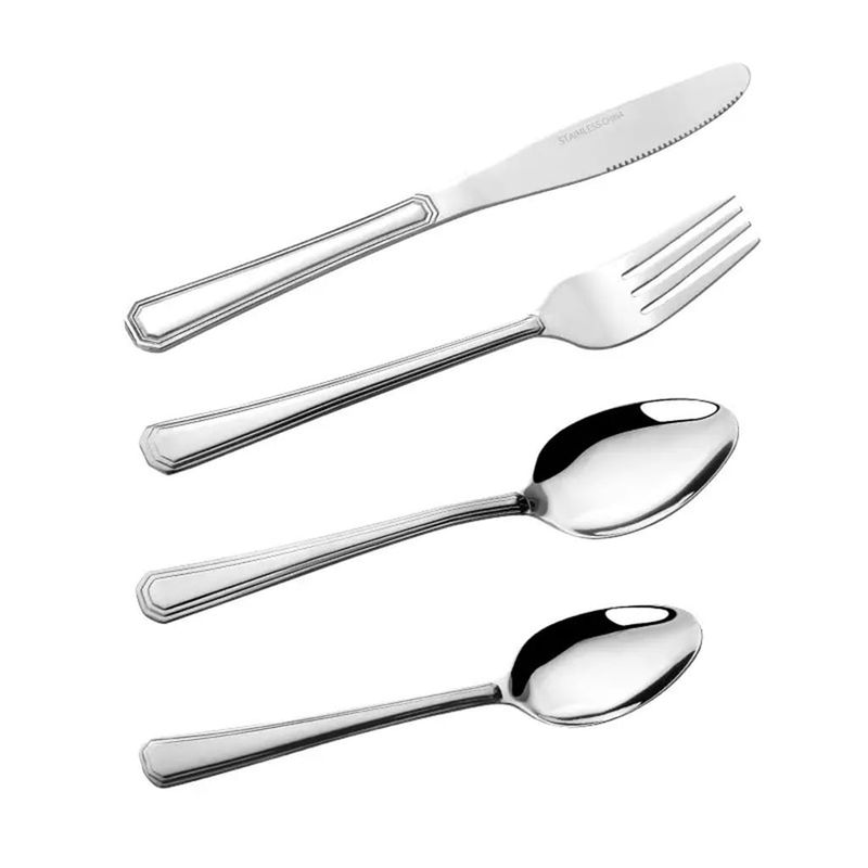 16-Piece Luxury Premium Silverware Dinnerware Tableware Set For Home - Stainless Steel Flatware Service For 4 With Forks, Knives, Spoons, And Teaspoons - Durable, Elegant, And Rust-Resistant Cutlery F_voghion.com