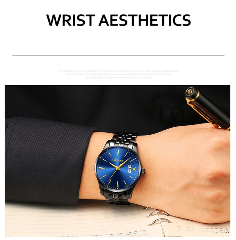 AILANG Brand New Business Mens Mechanical Watch Luxury Stainless Steel Waterproof Calendar Fashion Automatic Watches Mens Clock_voghion.com