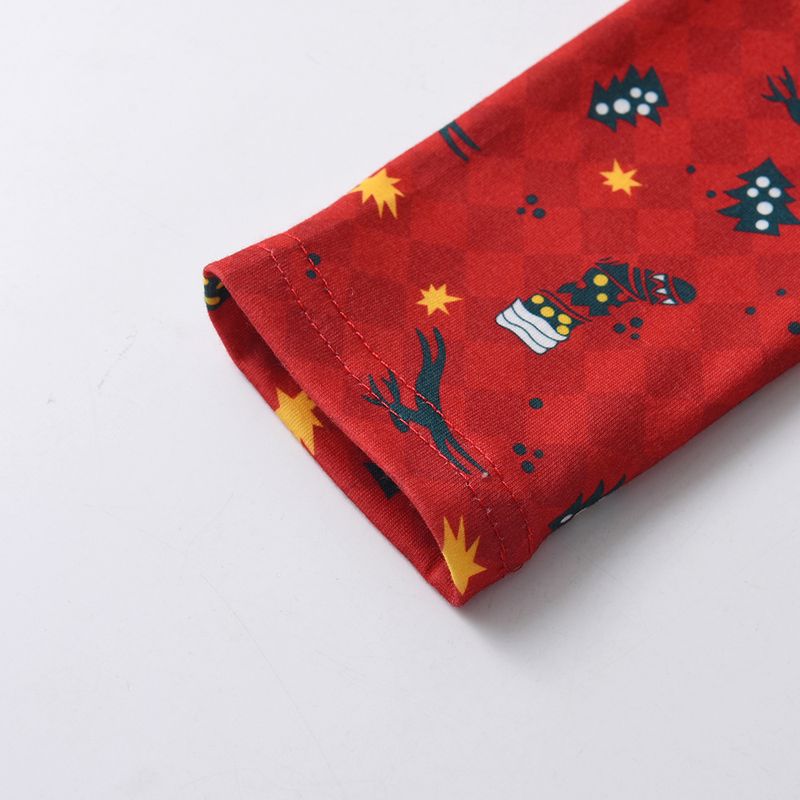 Ropa para niños Nueva ropa para niños, pijamas de manga larga para niños, estampado de dibujos animados navideños, traje de ropa para el hogar de algodón para niños y niñas_voghion.com