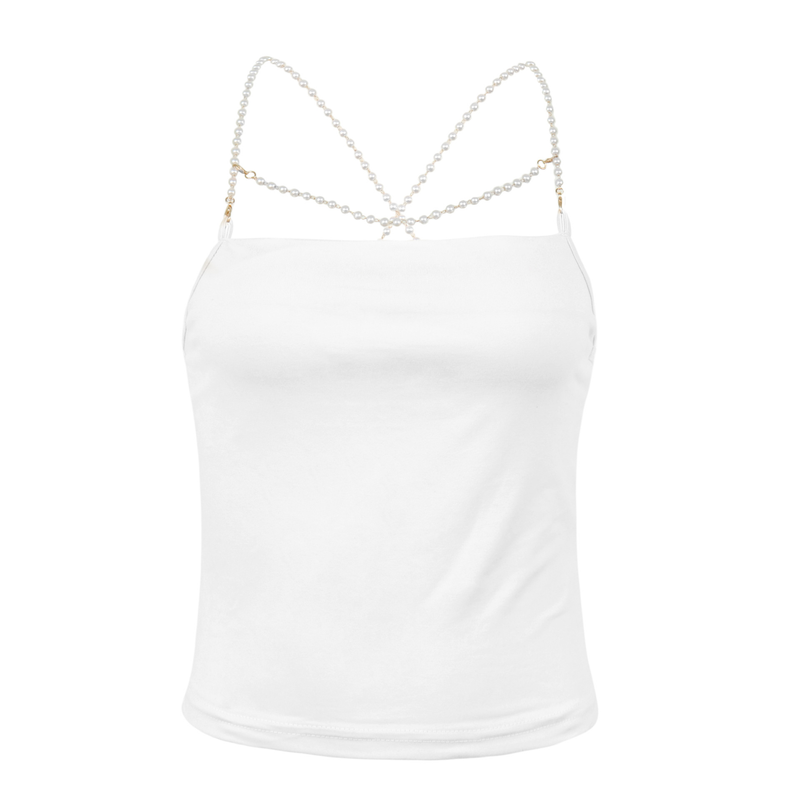 Women's sleeveless vest bottoming tube top strap tight vest cross strap short T-shirt_voghion.com