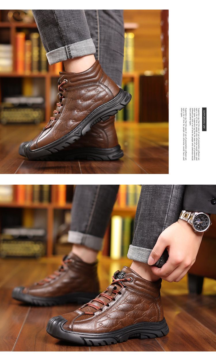 Baumwollschuhe für Herren, warm, Winter, plus Fleece, hohe Herrenschuhe, rutschfest, Wollfell, lässige Winter-Schneestiefel für Herren_voghion.com