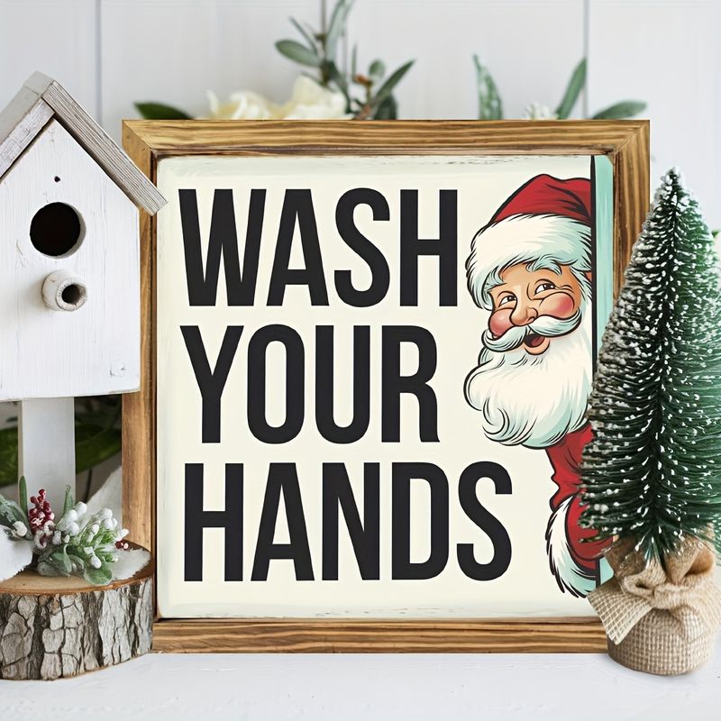 "8x8" Vintage Holzschëld mat dem Numm "Wash Your Hands" - Rustikal Wandkonscht fir Kichen, Buedzëmmer & Büro | Eenzegaartegt Kaddo fir d'Feierdeeg_voghion.com