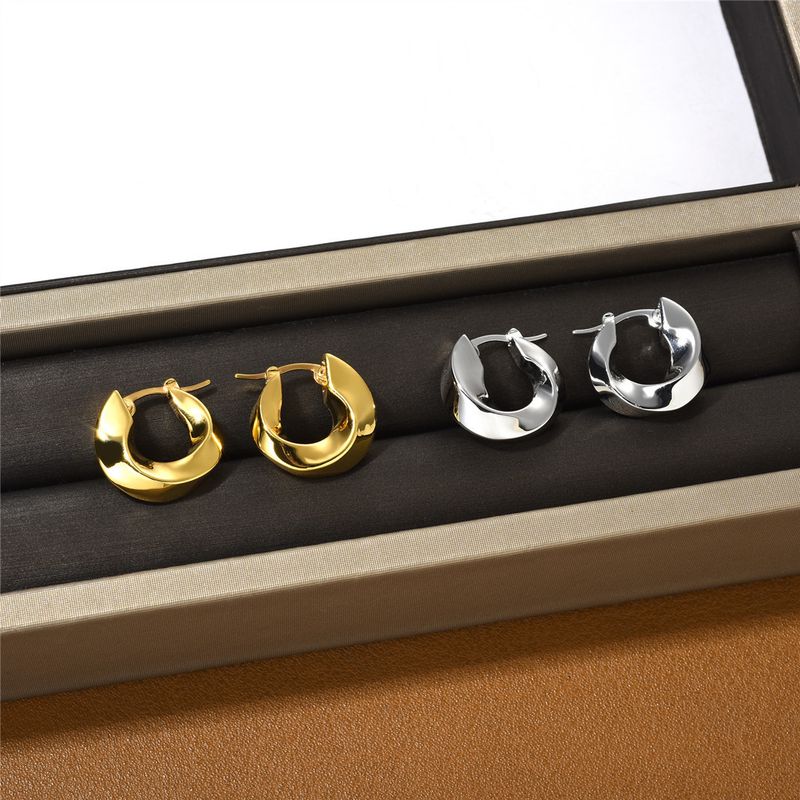 Orecchini a cerchio intrecciato in metallo dallo stile minimalista, semplici e alla moda, per le donne._voghion.com