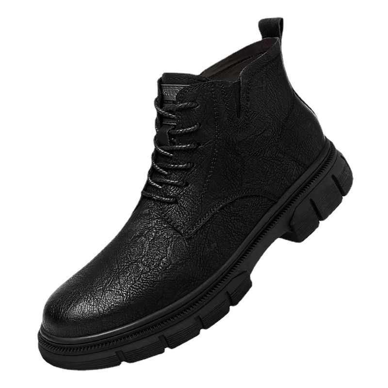 High-Top-Retro-Martin-Stiefel mit dicker Sohle, wasserdichte kurze Stiefel, Outdoor-Werkzeugstiefel, erhöhte Herrenschuhe_voghion.com