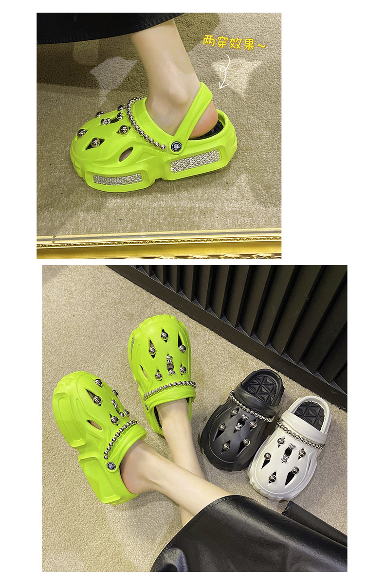 Frühling neue Mode Oberbekleidung Loch Schuhe Treten auf Scheiße Gefühl Baotou rutschfeste zwei tragen Strandsandalen und Hausschuhe mit dicken Sohlen_voghion.com