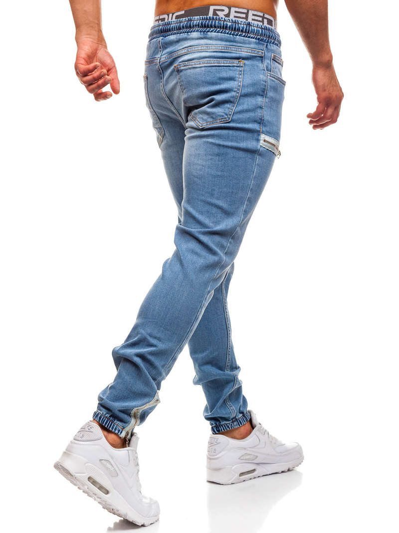 Tecido jeans masculino com zíper fosco design esportivo moda casual jeans para homens_voghion.com