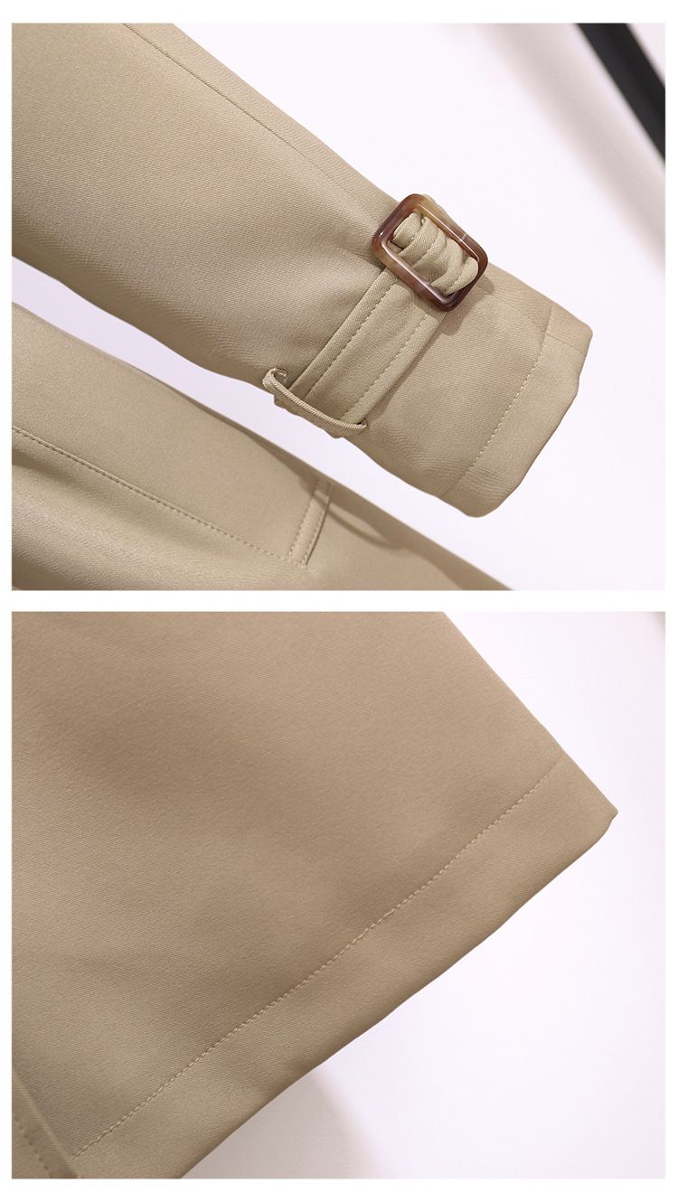 Trench elegante di fascia alta di fascia media per donna, lunghezza media, nuovo stile coreano autunnale, moda classica che stringe la vita_voghion.com