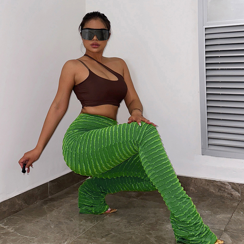 Dameskleding Gebreide Gestreepte Sexy Slanke Broek Kinder Lente Mode Hoge Taille Heup Lifting Hot Girl Casual Broek_voghion.com