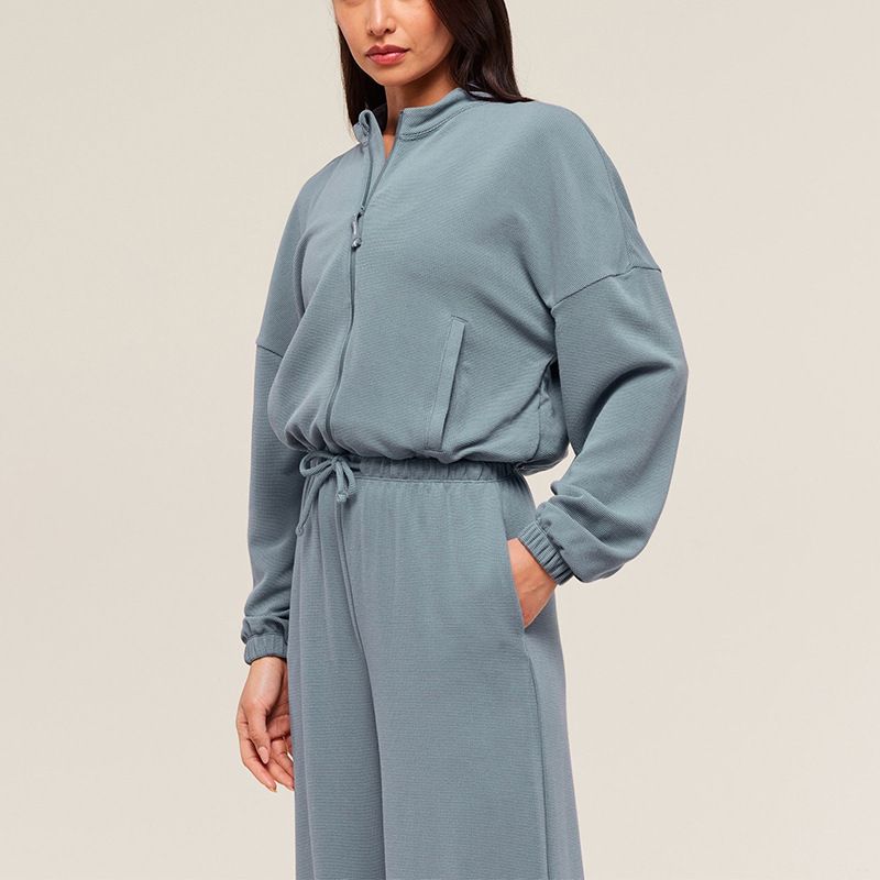 001 Giacca da donna con cerniera, a maniche lunghe, stile casual, per attività all'aperto, corsa e sport, in stile transfrontaliero, autunno e inverno_voghion.com