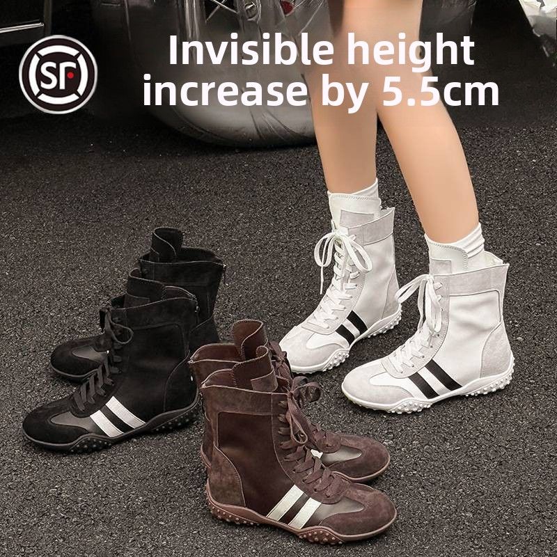Women Boxing Boots 2025 New Women' Martin With Hidden Heel, Flat Caual Sport Combat Short Boot, Veratile For Petite Women, Boxing_voghion.com