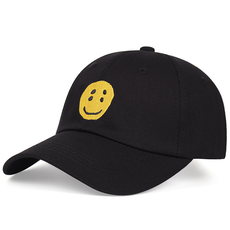 Funny smiling face pure cotton men and women baseball cap hip-hop casual soft top dad hat cap_voghion.com