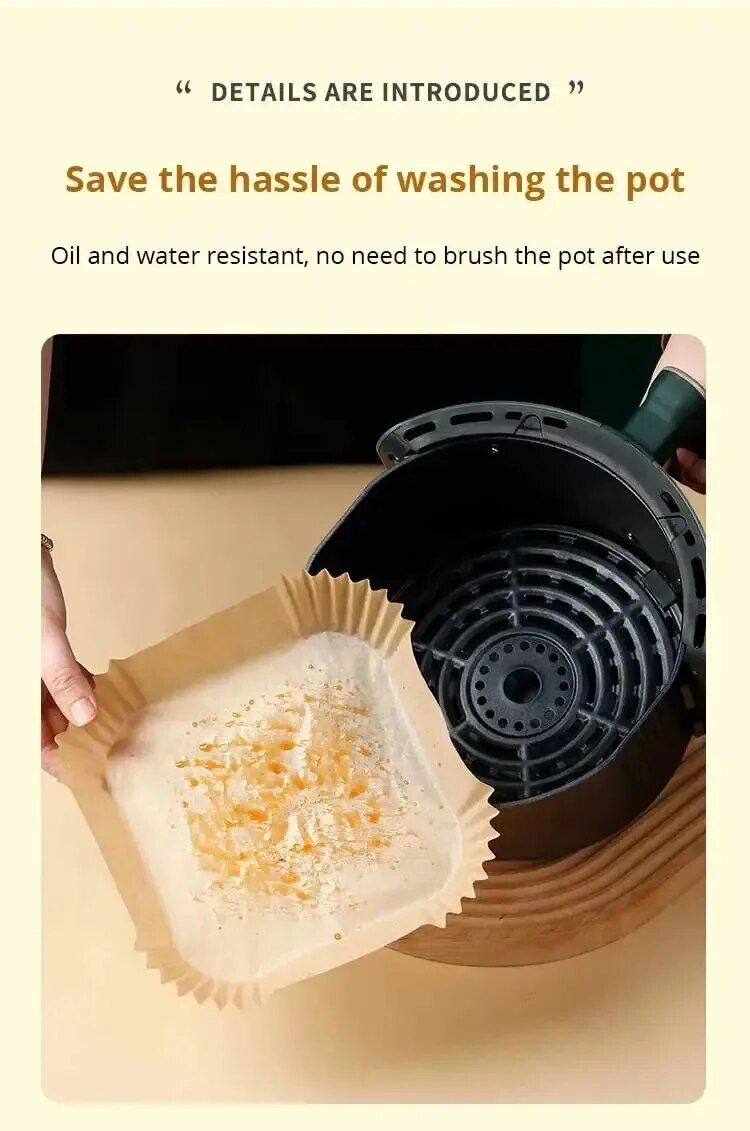 50Pcs Air Fryer Disposable Paper Non-Stick Airfryer Baking Papers Round Air-Fryer Paper Liners Paper Kitchen Accessories_voghion.com