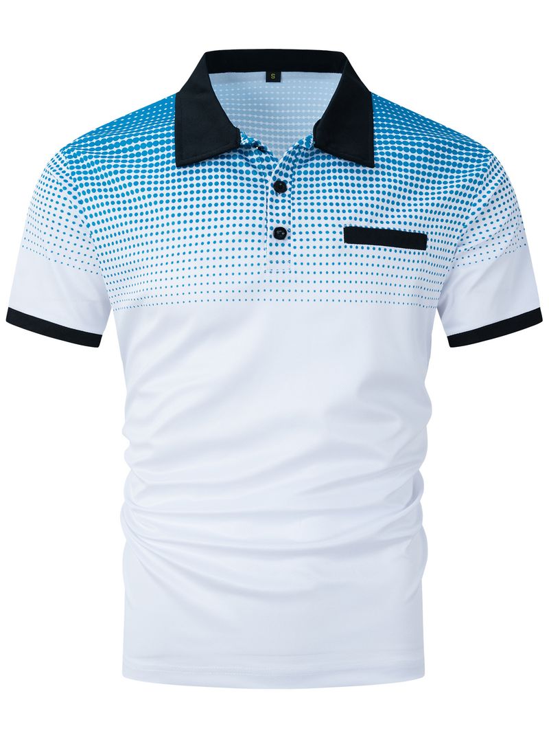 001 European And American INS Cross-Border Summer Gradient Print Polka Dot Short Sleeve Men's Sports Polo Shirt_voghion.com