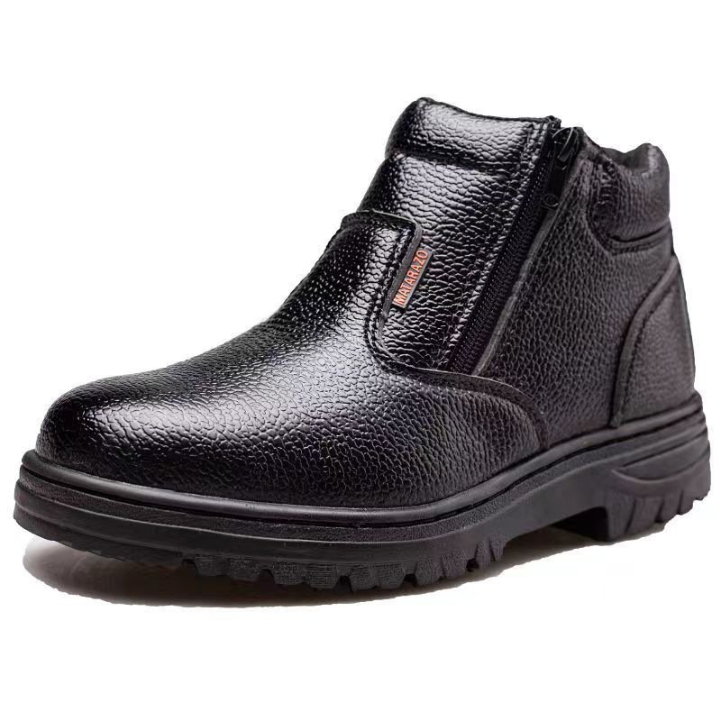 Scarpe da uomo con zip superiore suola in gomma impermeabili antiscivolo per assicurazione sul lavoro Anti Smash Anti Puntura Mid_voghion.com