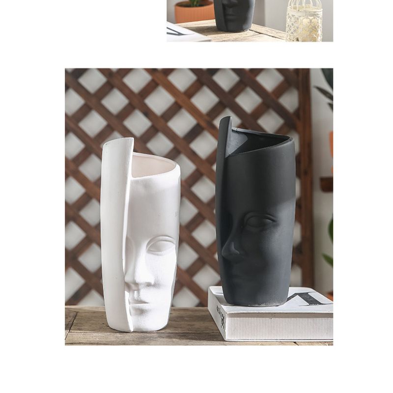 Abstract Human Face Simple Ceramic Creative Home Green Ornament Succulent Fresh Potted Plant Flower Pot_voghion.com
