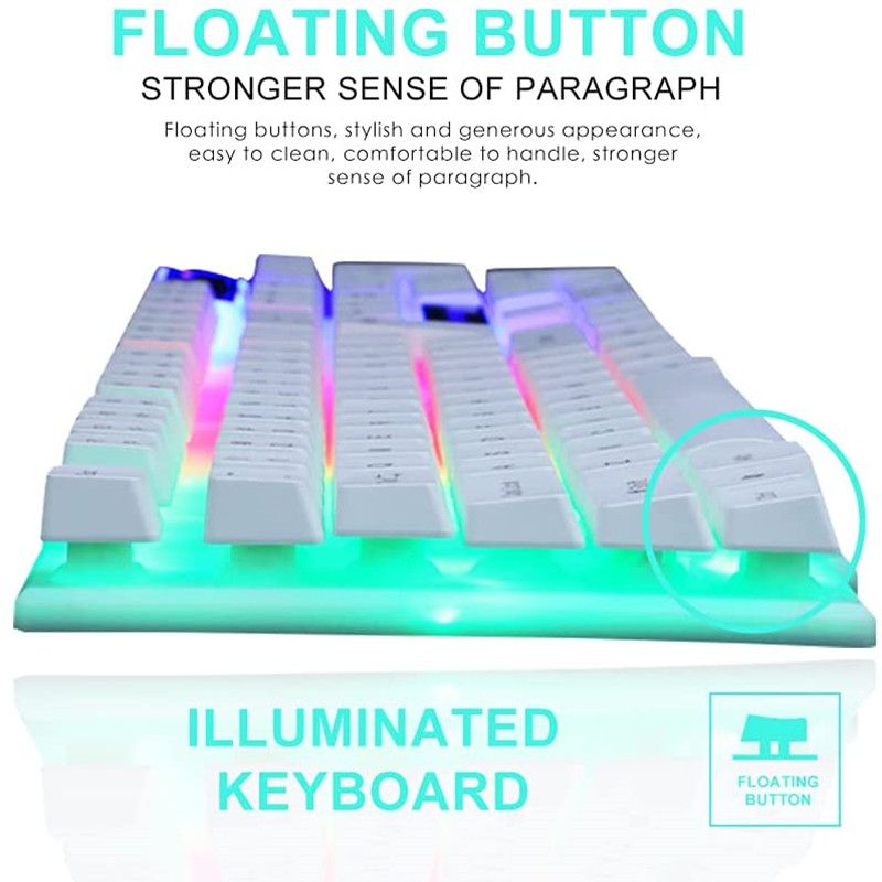 Kombinacije tipkovnice in miške Glow Gaming E-šport, mavrična osvetlitev ozadja, lahka USB miška, 104 tipk, žična USB tipkovnica za PC igralce_voghion.com