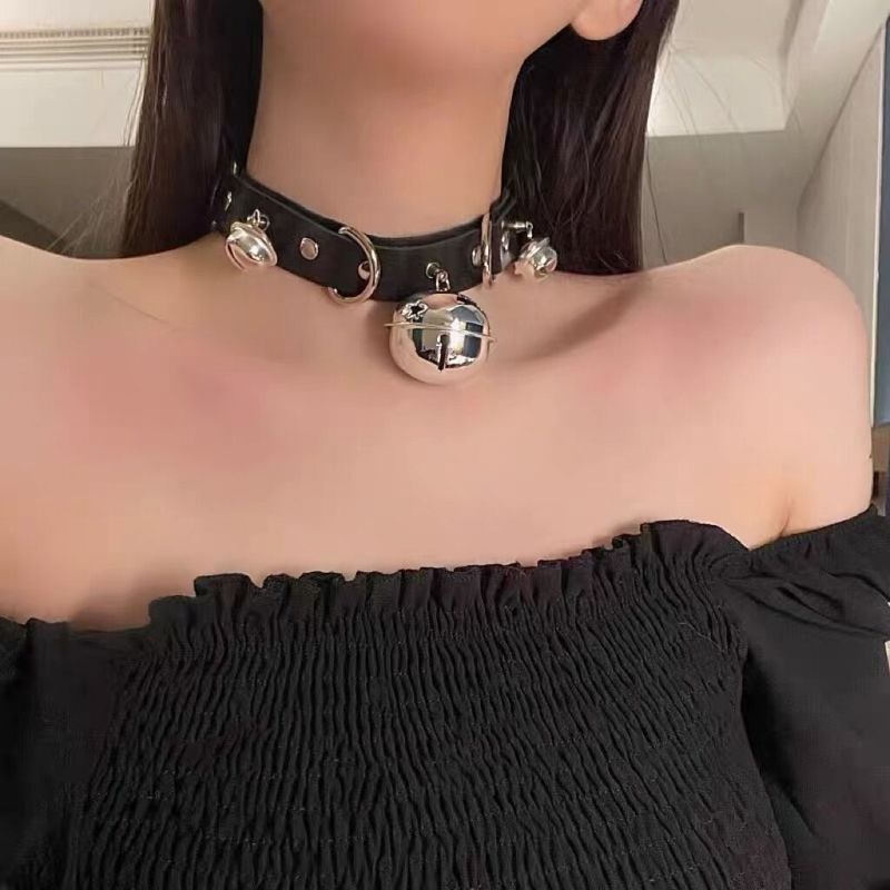 Sugar Core Power Black Bell Collar Leash SM Alternative Training Supplies Unisex Tools Props Adult Products_voghion.com