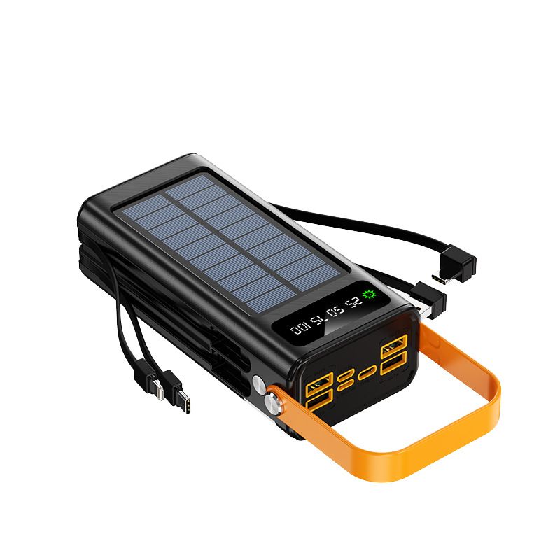 Batterie externe solaire avec câble intégré, 50 000 mAh, grande capacité, portable, pour l'extérieur_voghion.com