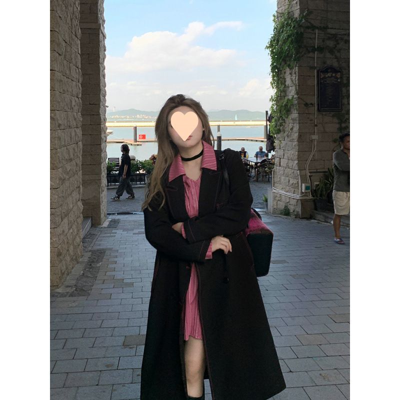 Annie Not Popular Trench con spalle lunghe per donna snellente 2025 Autunno Nuovo stile Cappotto elegante taglie forti_voghion.com