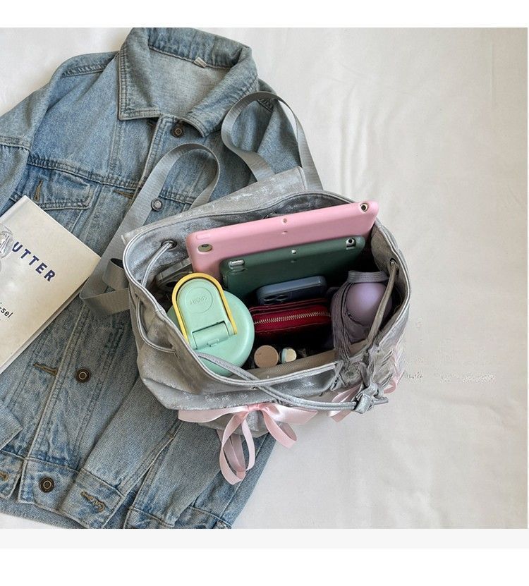 Women's Fashion Nylon Canvas Bow Backpack_voghion.com