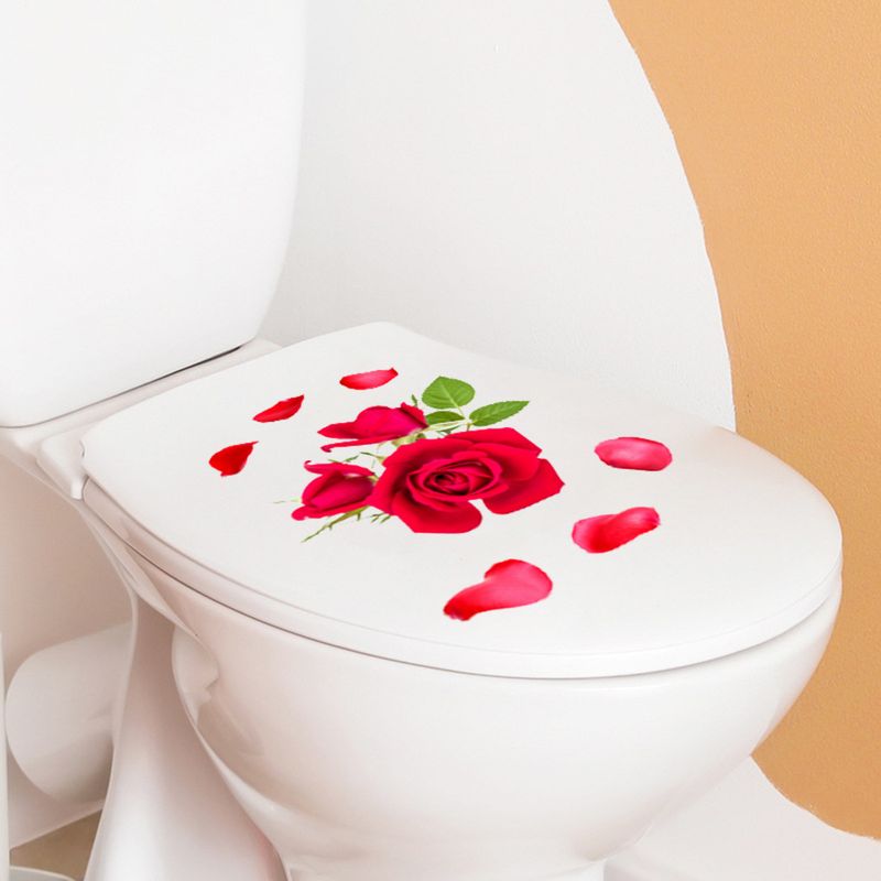 2 red rose with PVC frosted N1751, bathroom toilet wall stickers_voghion.com