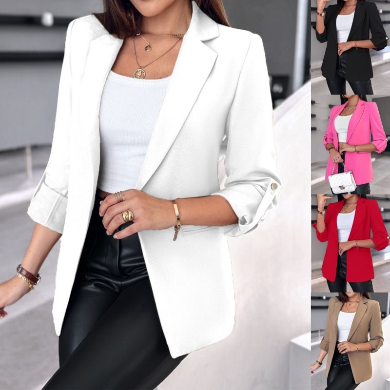 Blazer cardigan tinta unita a maniche lunghe autunno inverno 2025 per donna_voghion.com