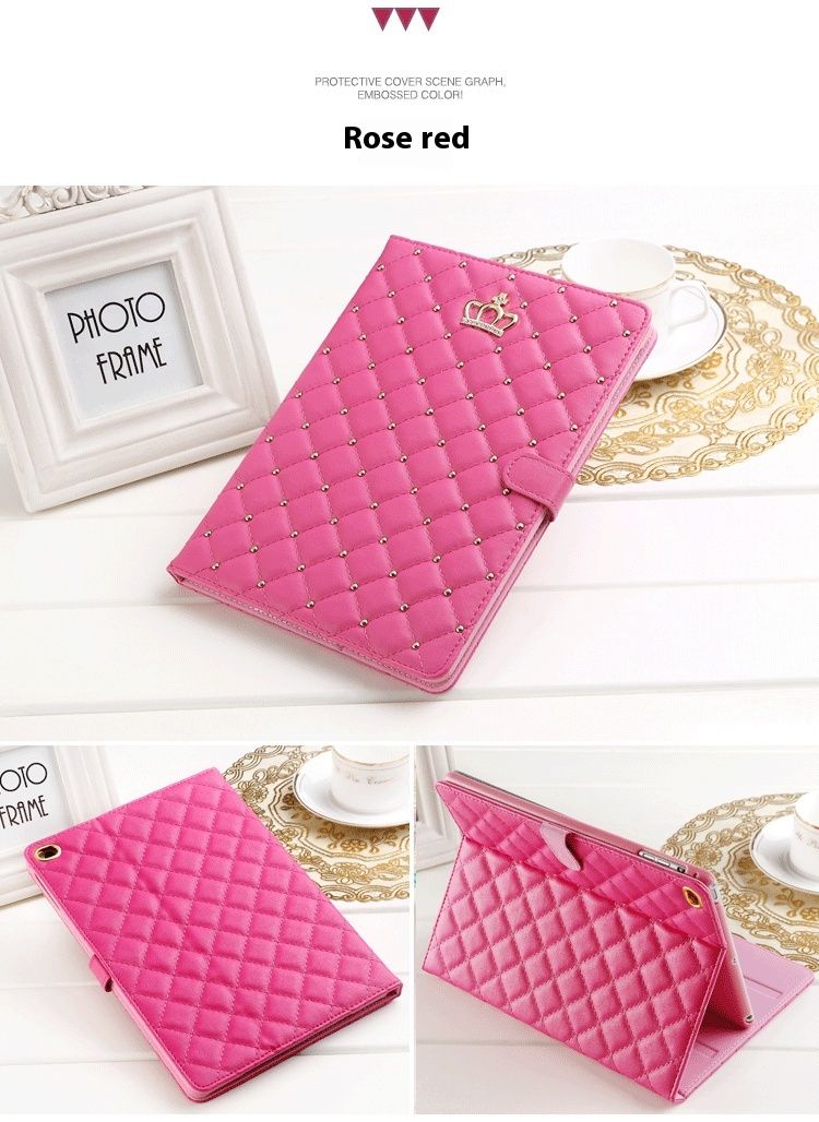 Suitable for new iPad 8 buckle crown protective 10.2 all inclusive Air4 leather case Mini5 diamond grid anti drop shell_voghion.com