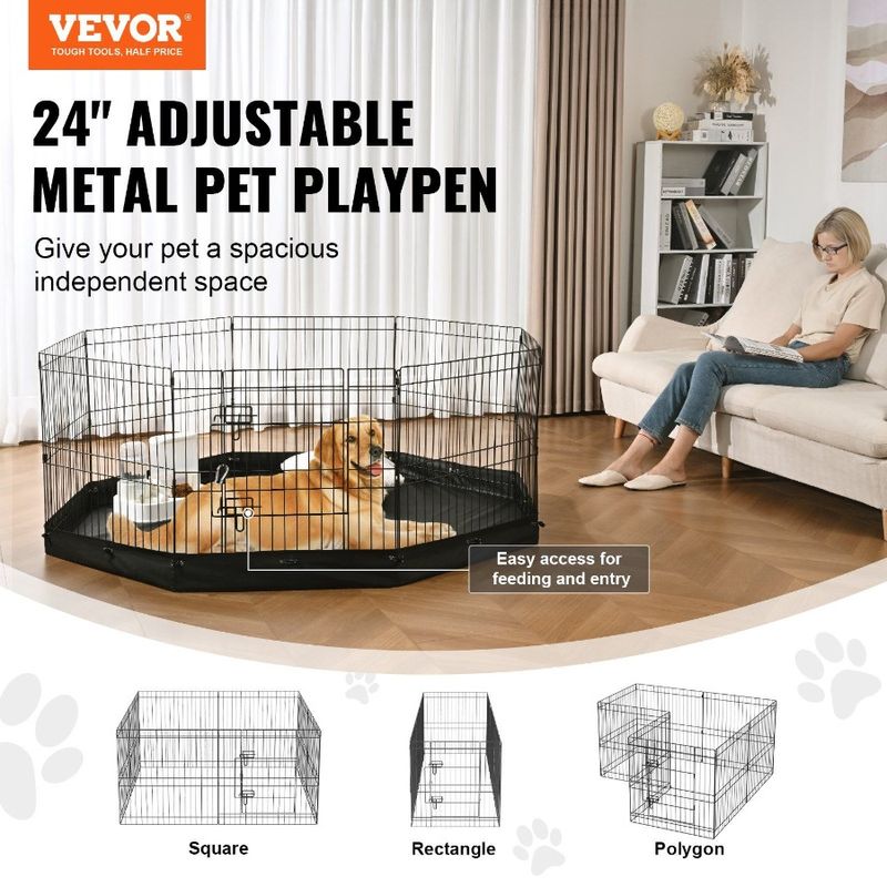 Exercise Foldable Pad Bm Crate Dog Fence Indoor With O Stakes 8 Pet Panels 24 Metal Playpen Pen H With Ground Dog Kennel Puppy_voghion.com