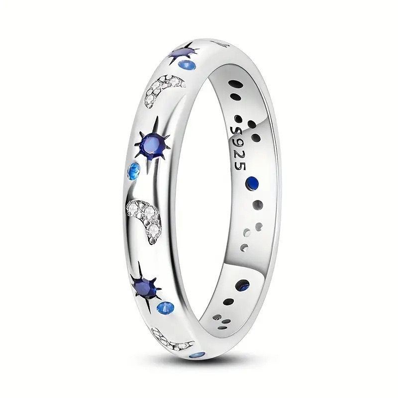 S925 Sterling Silver Kvinnlig Måne Stjärnhimmel Ljus nischdesign High End Designermodell_voghion.com