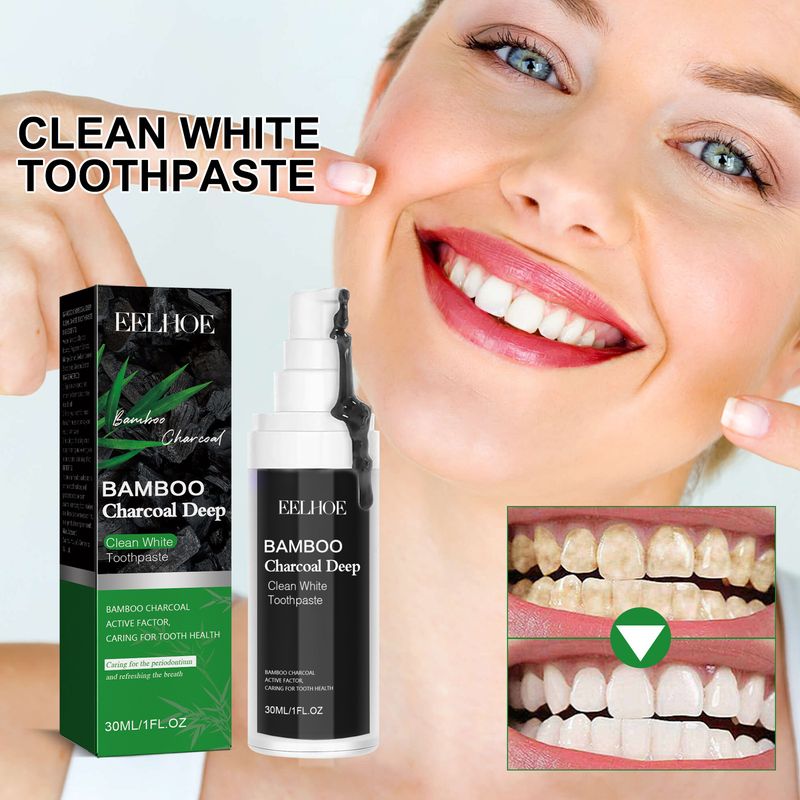 Il prodotto schiarente illumina i denti bianchi, lo smalto forte, la rimozione facile delle macchie, il dentifricio al carbone di bambù con alito fresco_voghion.com