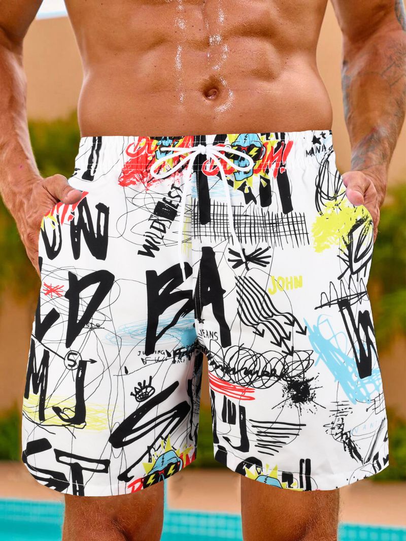 Herren Strandshorts Lockere und schnelltrocknende gefütterte Badehose Herren Freizeitshorts für heiße Quellen_voghion.com