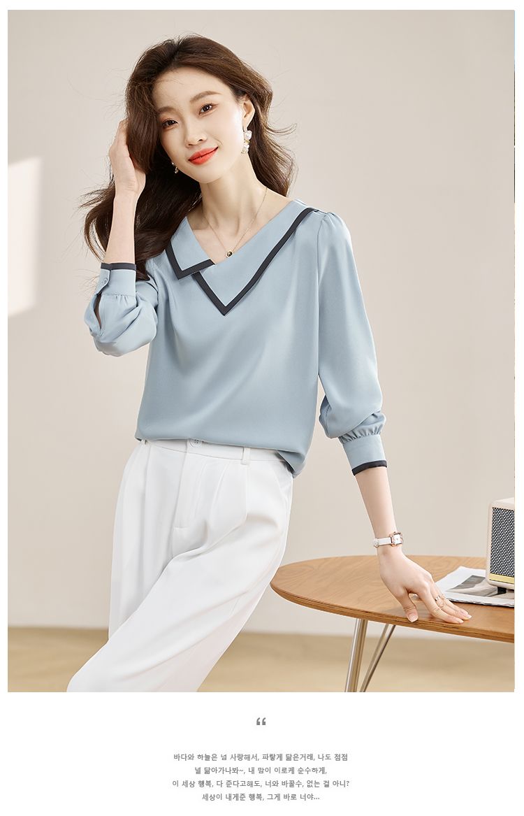Maglietta a maniche lunghe primavera e autunno da donna 2025, nuova camicia chic e bella, temperamento francese, top versatile primavera e autunno_voghion.com