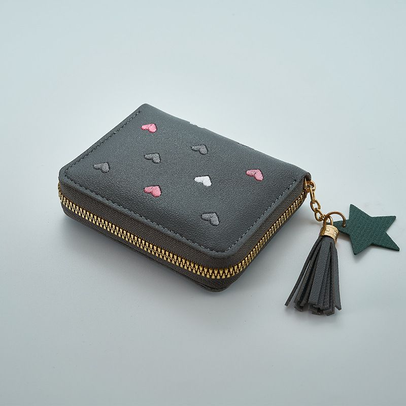 New pu leather wallet women's short Korean cute style women's coin purse one fold multi-functional wallet wholesale_voghion.com
