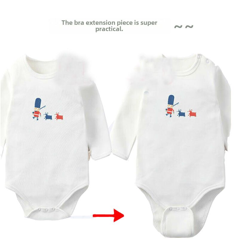 Double-layer Baby's Haggown Extension Piece Pure Cotton Baby's Triangle Haggown Climbing Wear jumpsuit Wrap Fart Clothes Lengthened Cloth Pad_voghion.com