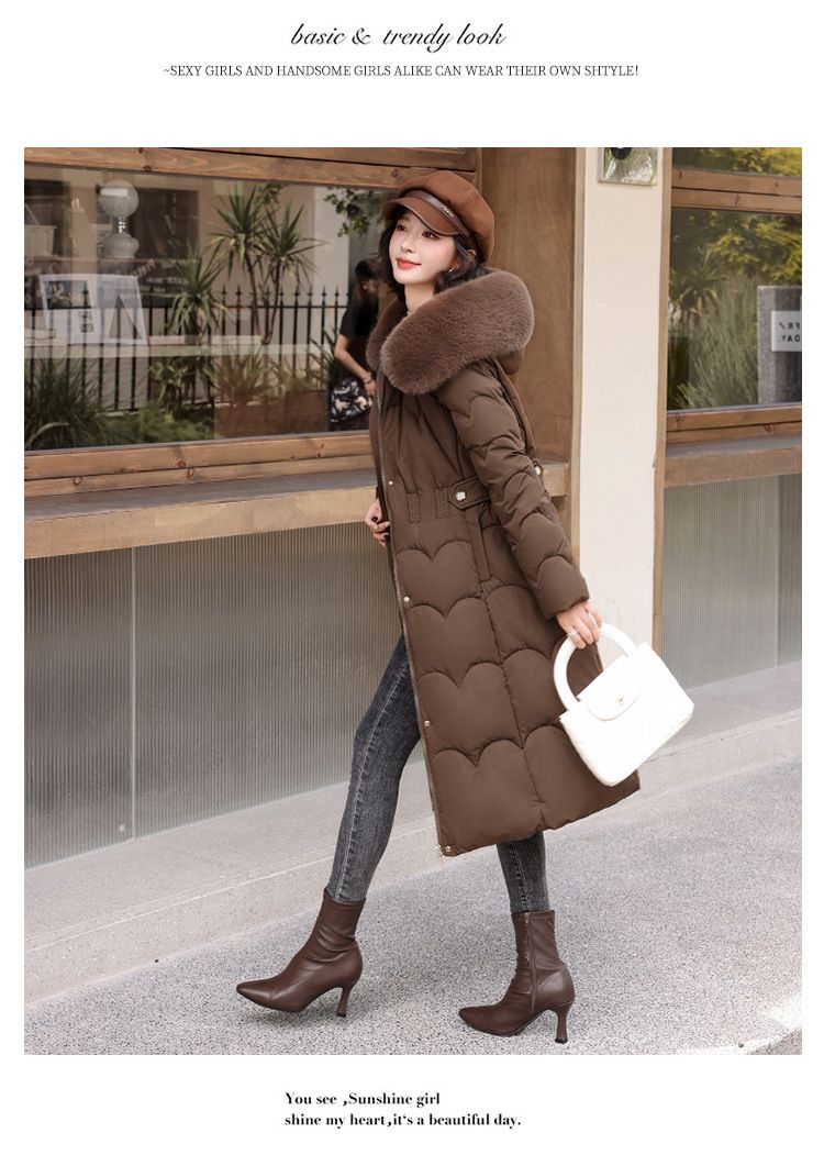 Cappotto lungo imbottito da donna con cappuccio di pelliccia staccabile, parka invernale oversize, giacca calda a trapezio per uno stile casual (disponibile in beige, kaki)_voghion.com