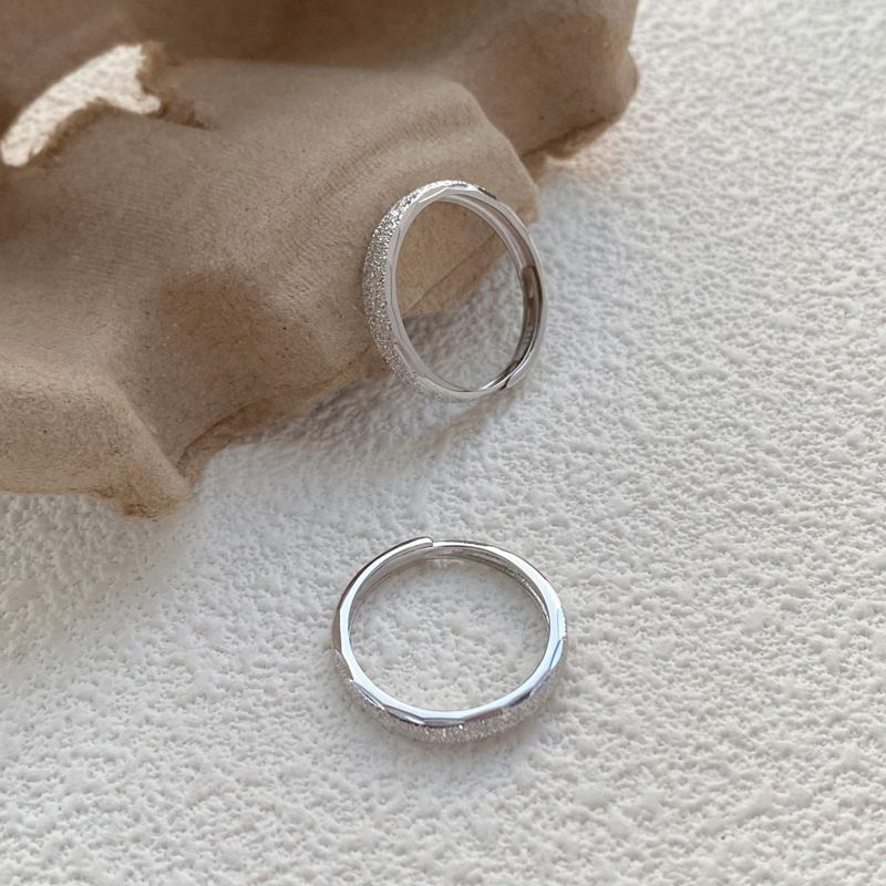 Anelli unisex di alta qualità, aperti e regolabili, in argento puro S999 opaco con cielo stellato, semplici e semplici, con fascia liscia e nicchia._voghion.com