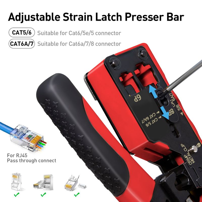 Zoerax Catsh RJ45 Crimp Tool Compatible For Catsh/sha/6/5e Ethernet Cable With Cut/Strip Multi-function Crimper With Spare_voghion.com