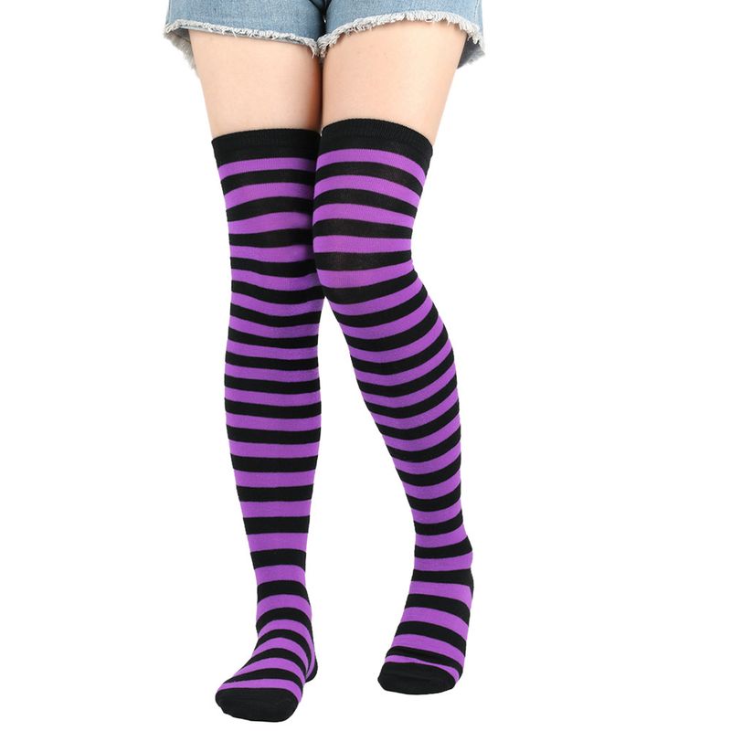 Chrëschtdag Strécken gesträifte Uewerschenkel Iwwer Knéi COS Anime Party Long Socks Fraen_voghion.com