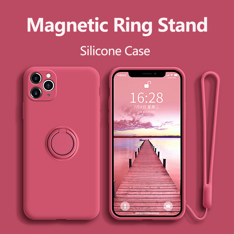 Luxury Finger Ring Holder Rope Phone Case For OPPO A15 A52 A72 A92 A53 2020 A54 A73 A74 A54 A93 5G Liquid Silicone Soft _voghion.com
