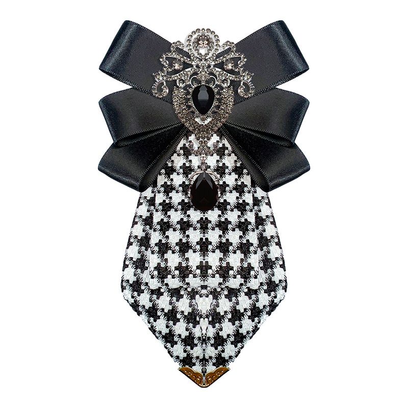 Cravatta nera pied de poule per uomo, cravatta da matrimonio in stile britannico di alta qualità, papillon per boxer, accessori da donna_voghion.com